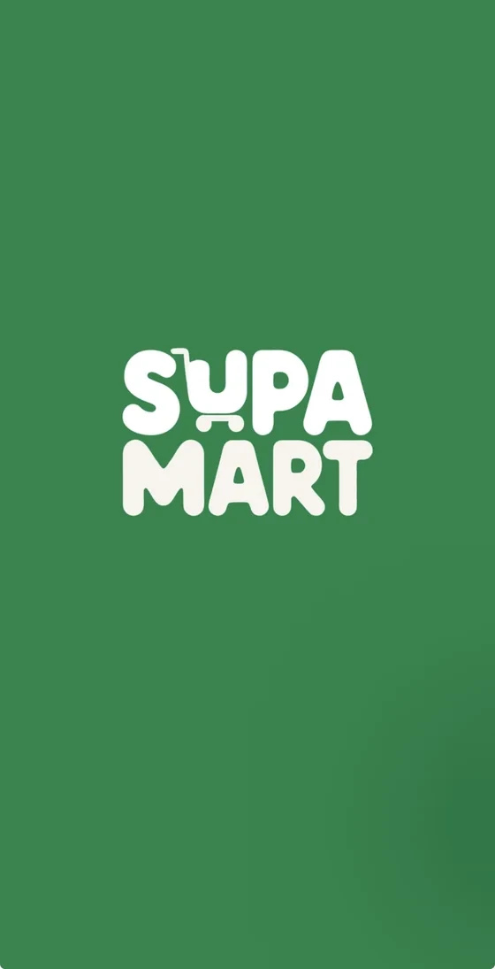 Supamart splash screen with the Supamart wordmark on green